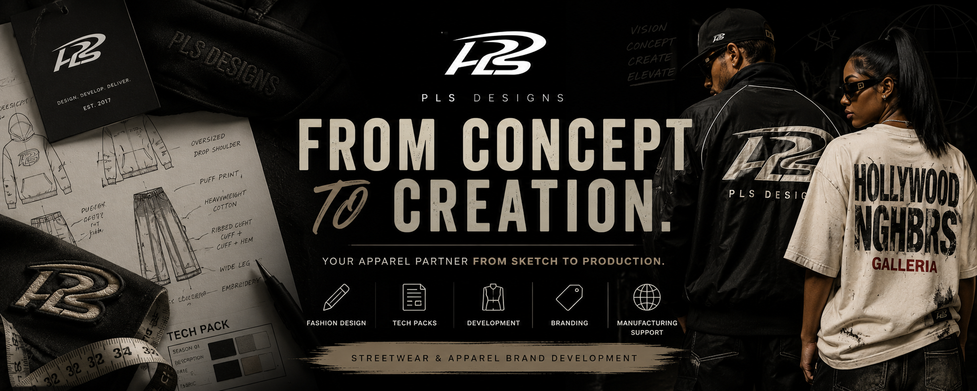 PLS Designs — from concept to creation: luxury streetwear and apparel brand design studio